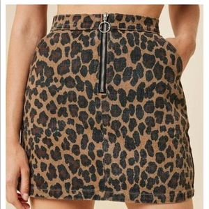 Leopard Denim Skirt